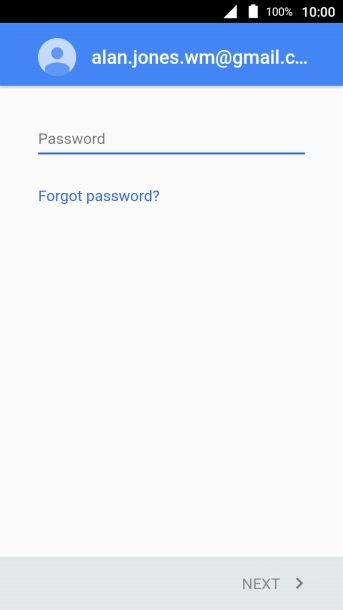 Press Password and key in the password for your Google account.