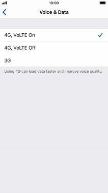 To use 4G for both voice calls and mobile data, press 4G, VoLTE On.