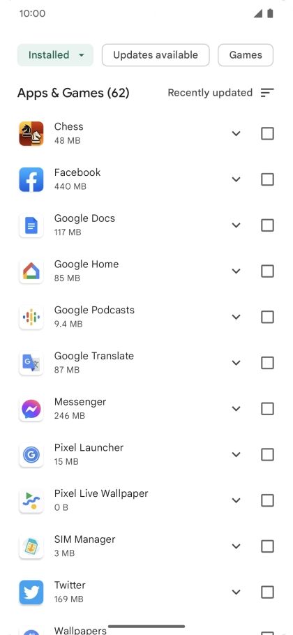 Press the required app.