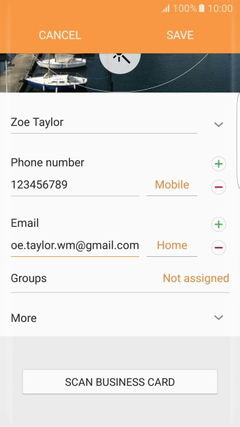 Press the field next to the email address.