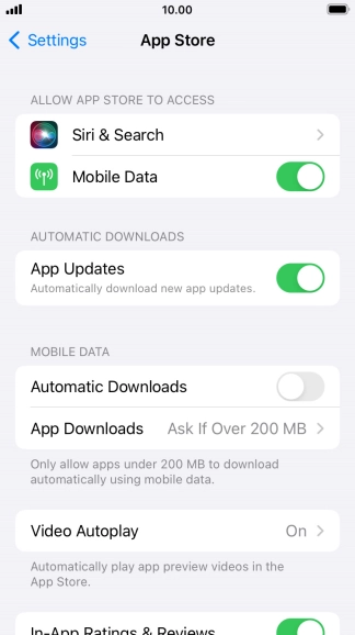 Press the indicators next to the required content types to turn the function on or off.