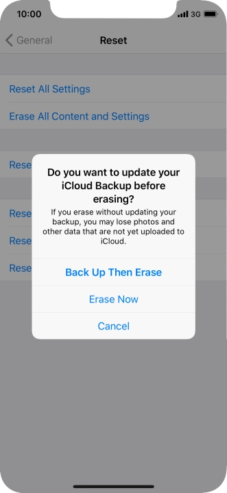 Press the required setting.