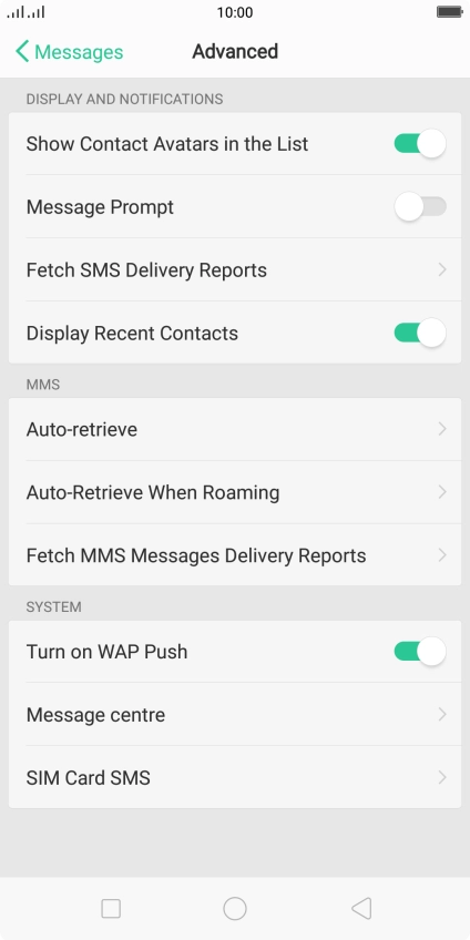 Press Message centre.