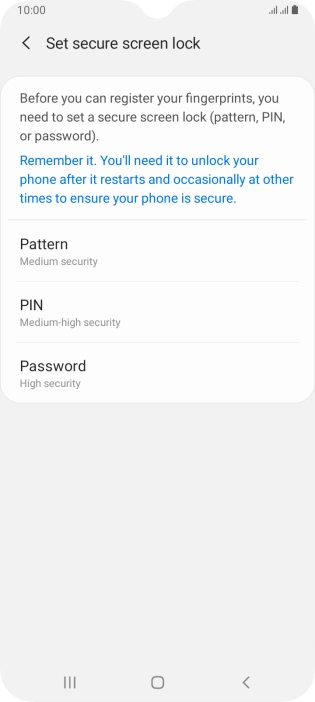 Press the required phone lock code and follow the instructions on the screen to create an additional phone lock code.