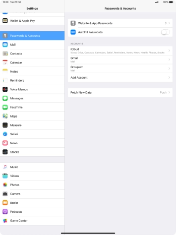 Press the required account.
