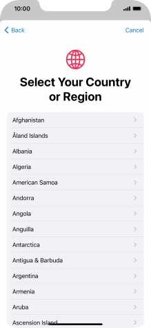 Press the required country.