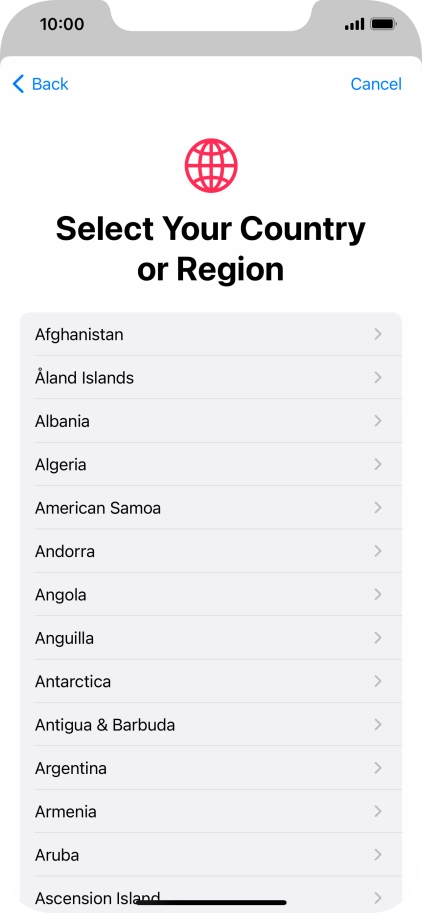 Press the required country.