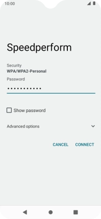 Key in the password for the Wi-Fi network and press CONNECT.