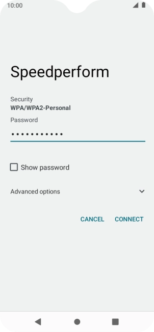 Key in the password for the Wi-Fi network and press CONNECT.