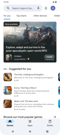 Press the search field.