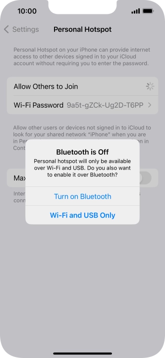 If Wi-Fi is turned on, press Wi-Fi and USB Only.