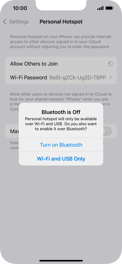 If Wi-Fi is turned on, press Wi-Fi and USB Only.