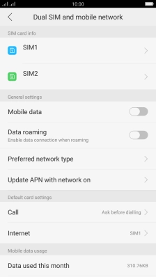 Press the required SIM.