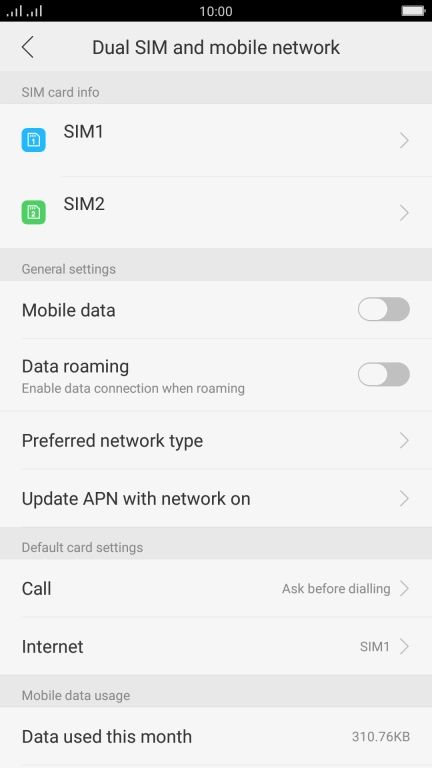 Press the required SIM.