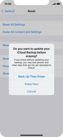 Press the required setting.