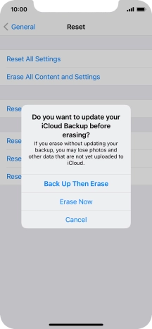 Press the required setting.