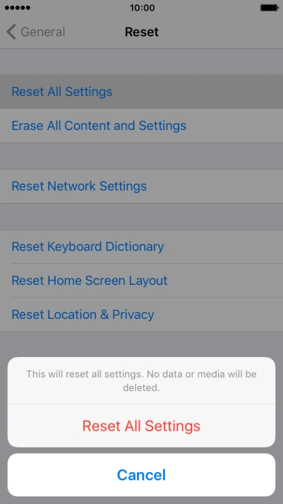 Press Reset All Settings.