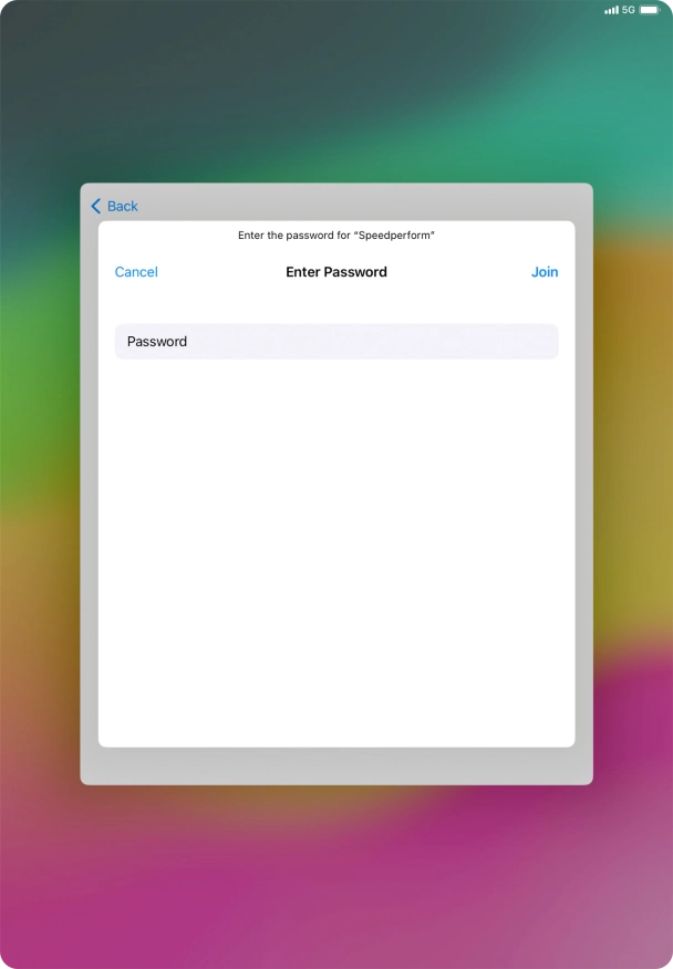 Key in the password for the Wi-Fi network and press Join.