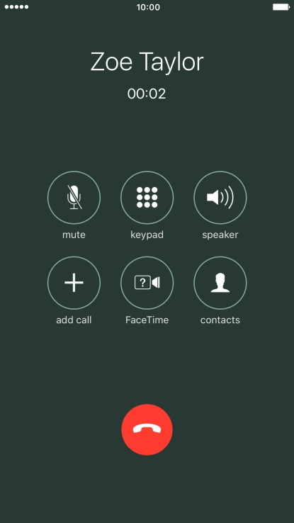 Press the end call icon to end the call.