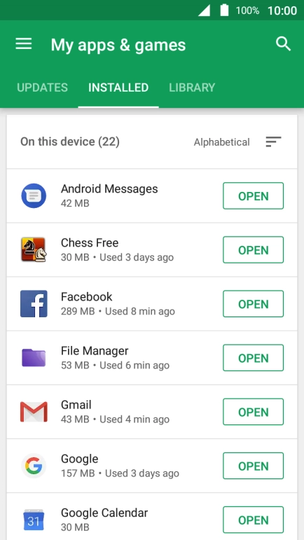 Press the required app.
