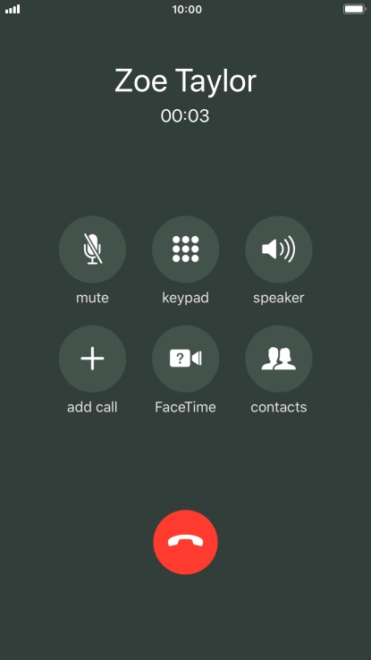 Press the end call icon to end the call.