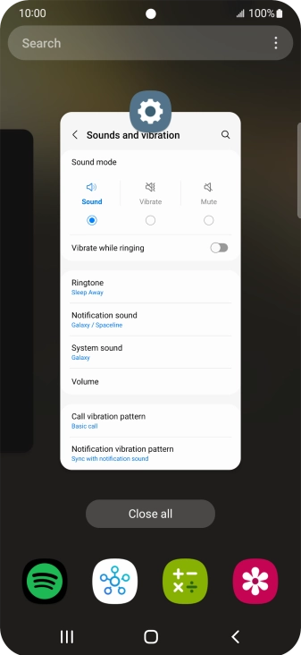 To end one running application, slide your finger upwards on the required application.