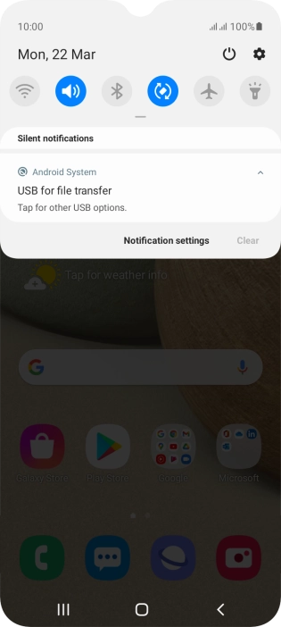 Press Tap for other USB options..