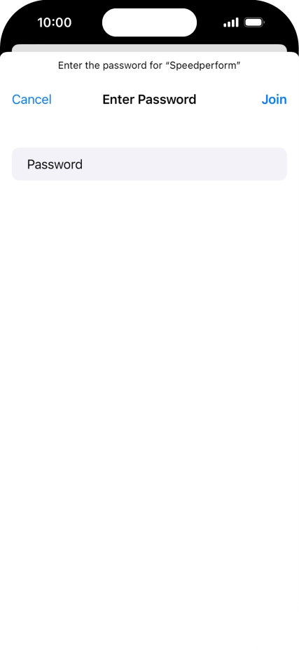 Key in the password for the Wi-Fi network and press Join.