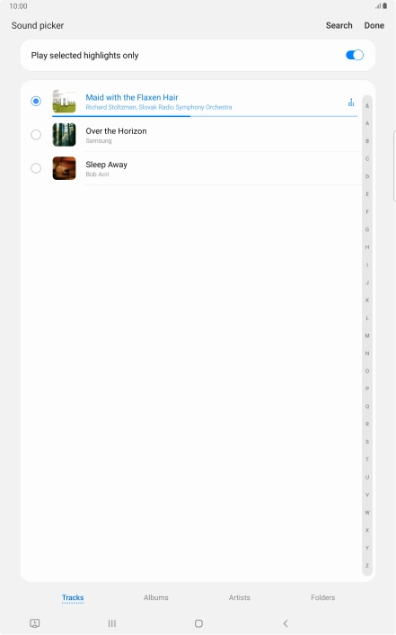 Once you've found a ring tone you like, press Done.