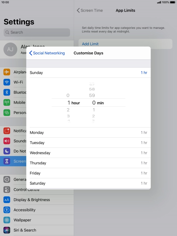 Select the required period.