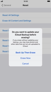 Press the required setting.