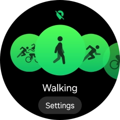 Drag your finger right or left to select the required activity.