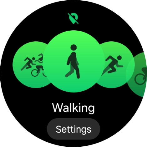 Drag your finger right or left to select the required activity.