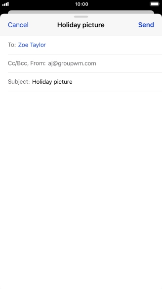 Press the text input field and write the text for your email message.