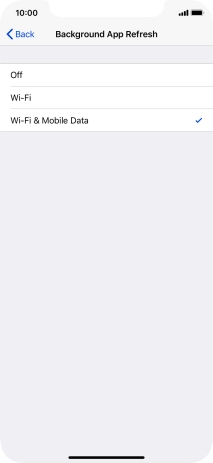 To turn off background refresh of apps, press Off.