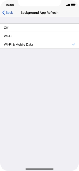 To turn off background refresh of apps, press Off.