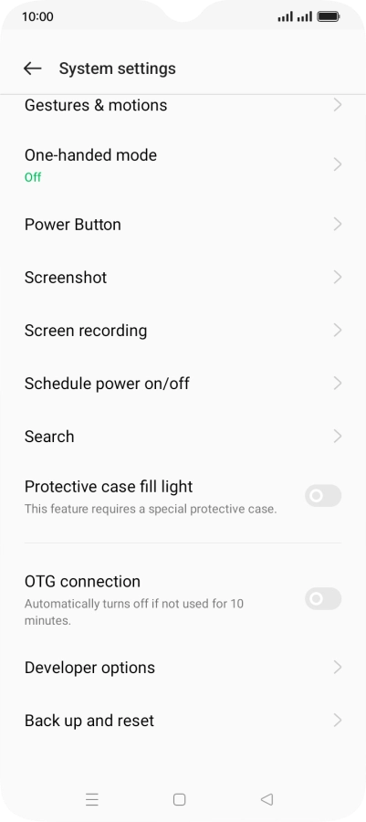 Press Back up and reset.