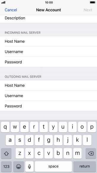 Press Username and key in the username for your email account.
