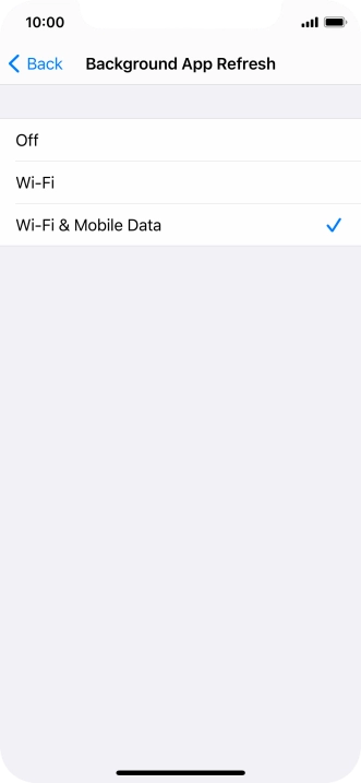 To turn off background refresh of apps, press Off.