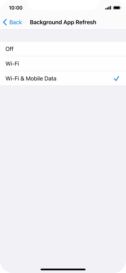 To turn off background refresh of apps, press Off.