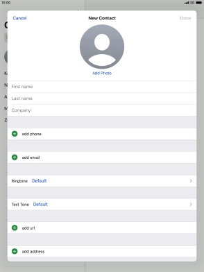 Press First name and key in the first name.