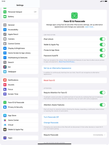Press the indicators next to the required settings to turn them on or off.
