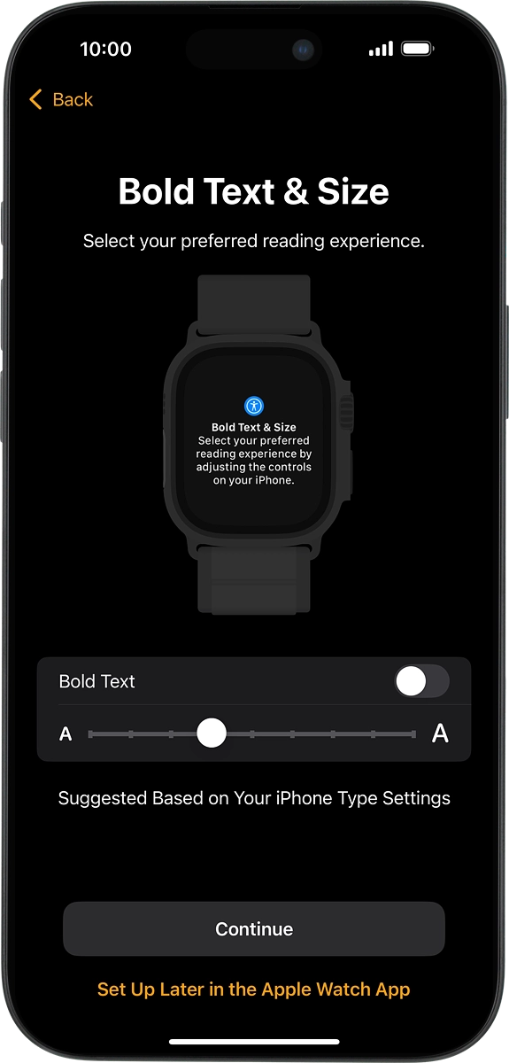 On your phone: Follow the instructions on the screen to select the required settings and press Continue.