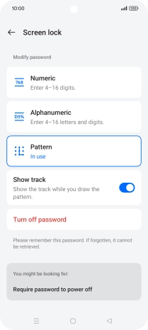 Press the required setting.