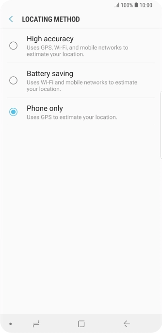 If you select High accuracy, your phone can find your exact position using the GPS satellites, the mobile network and nearby Wi-Fi networks. Satellite-based GPS requires a clear view of the sky. If you select High accuracy, your phone can find your exact position using the GPS satellites, the mobile network and nearby Wi-Fi networks. Satellite-based GPS requires a clear view of the sky.