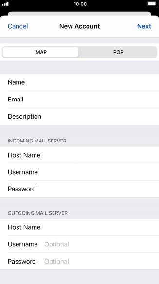 Press Username and key in the username for your email account. Please note that if you're using Vodafone's outgoing server, leave the username field empty.