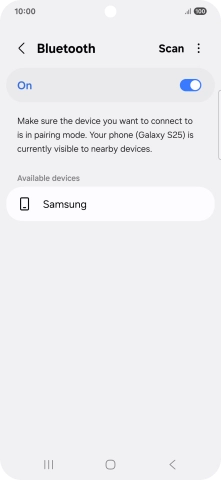 Press the required Bluetooth device and follow the instructions on the screen to pair the device with your phone.