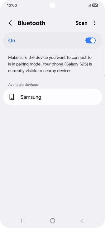 Press the required Bluetooth device and follow the instructions on the screen to pair the device with your phone.