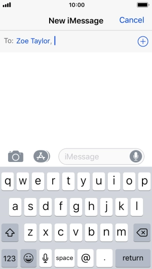 If the recipient can receive iMessages, iMessage is displayed in the text input field.