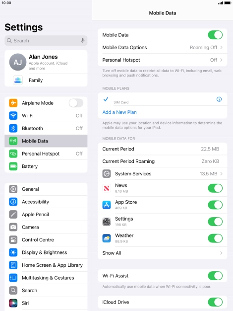 The total data usage is displayed next to Current Period.